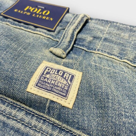 Polo Ralph Lauren Relaxed Straight Distress Repaired Carpenter Jeans 38x32 (c) - Picture 8 of 12